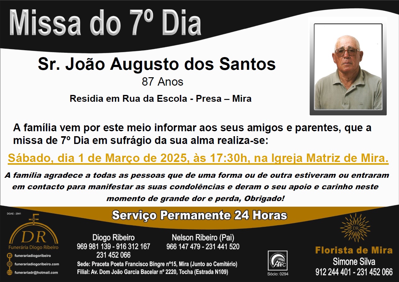 Missa 7º Dia João Augusto dos Santos