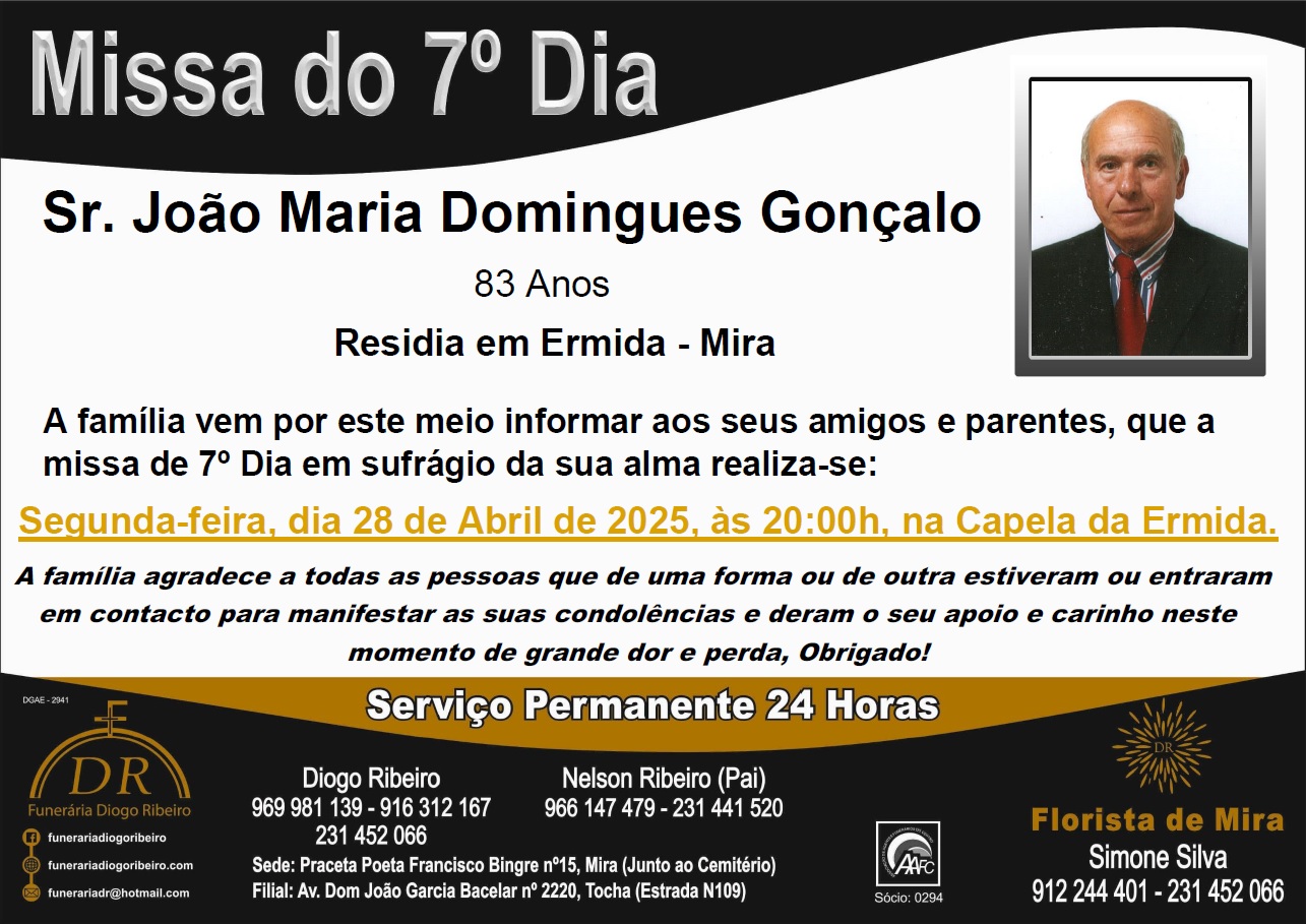 Missa 7º Dia João Maria Domingues Gonçalo