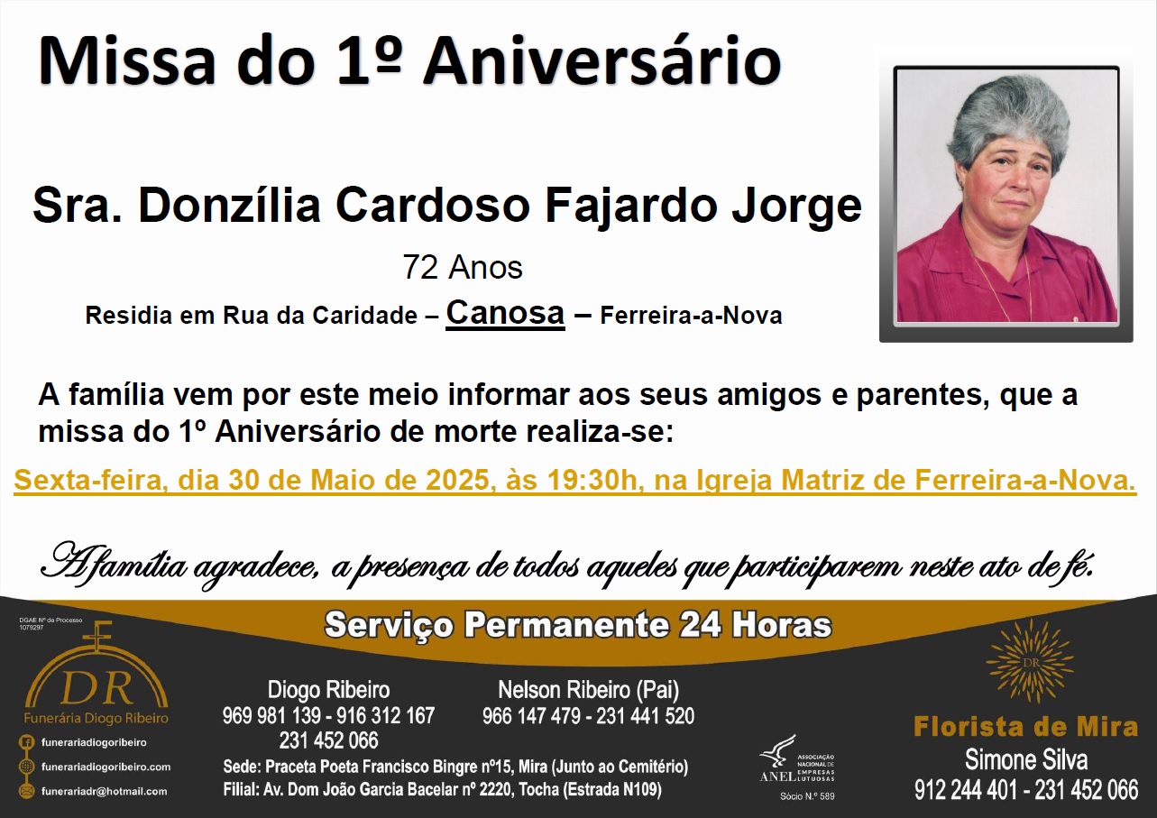 Missa 1º Aniversário Donzília Cardoso Fajardo Jorge