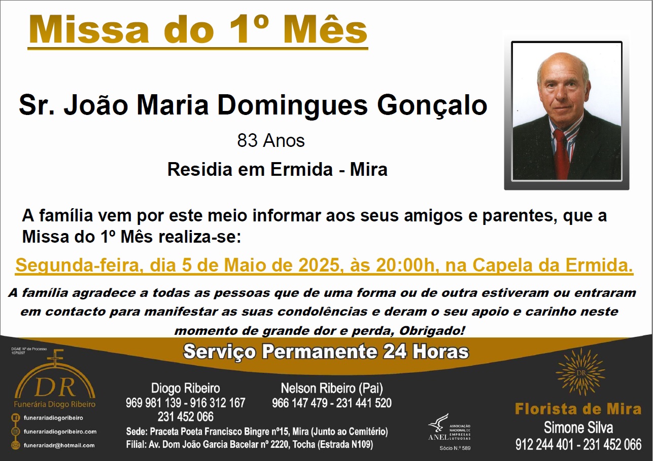 Missa do 1º Mês João Maria Domingues Gonçalo