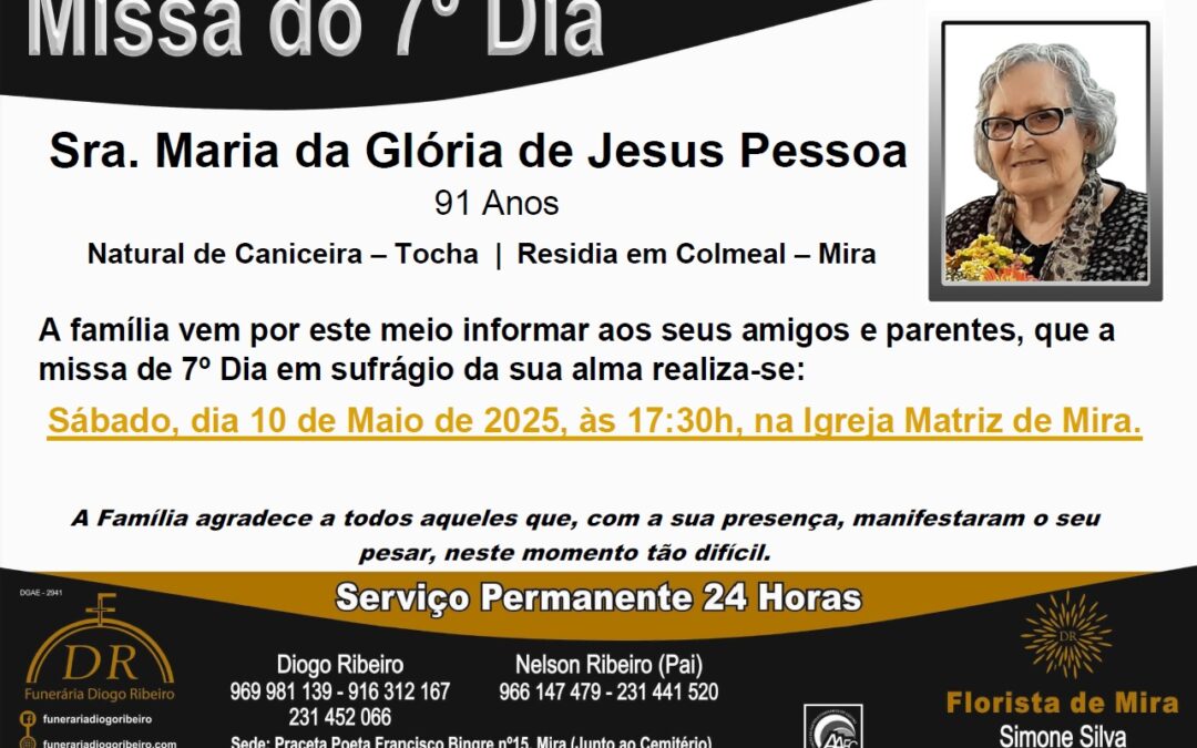 Missa 7º Dia Maria da Glória de Jesus Pessoa
