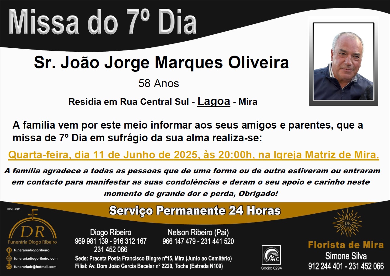 Missa 7º Dia João Jorge Marques Oliveira