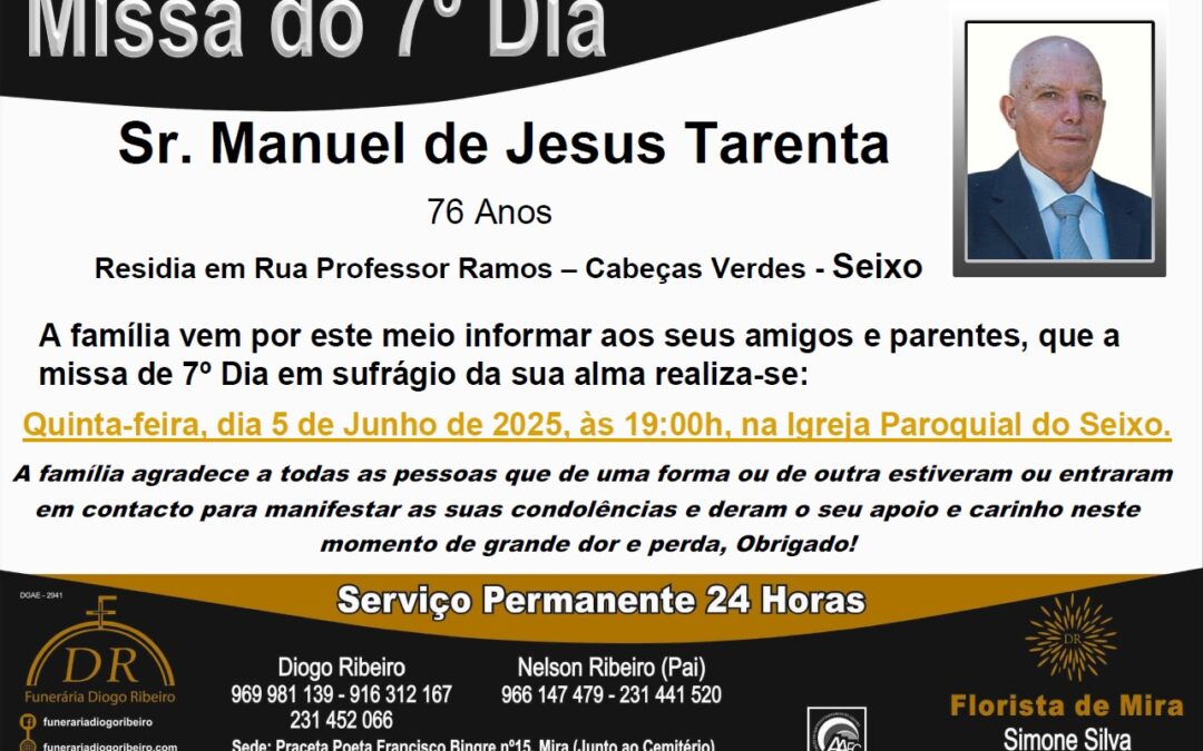Missa 7º Dia Manuel de Jesus Tarenta