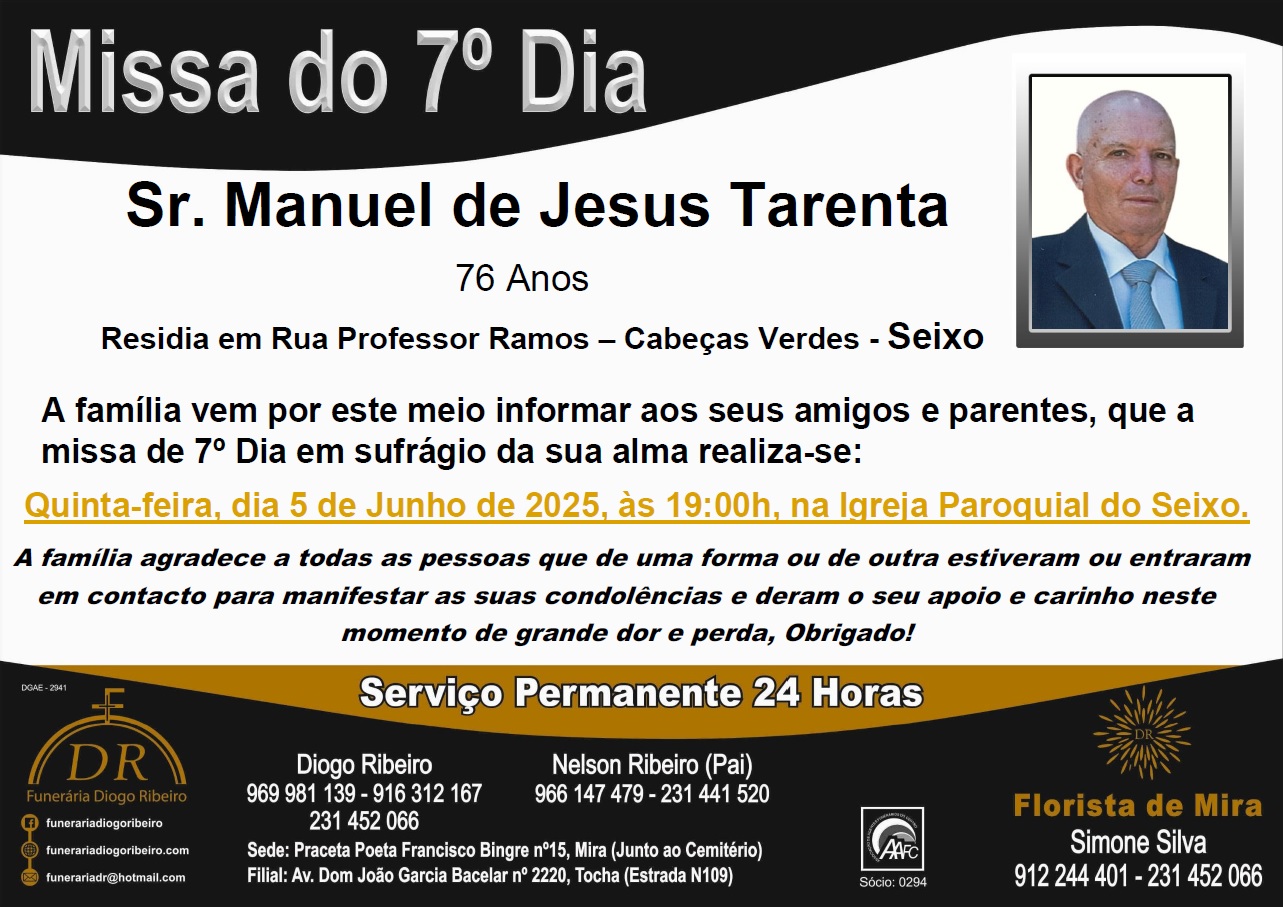 Missa 7º Dia Manuel de Jesus Tarenta