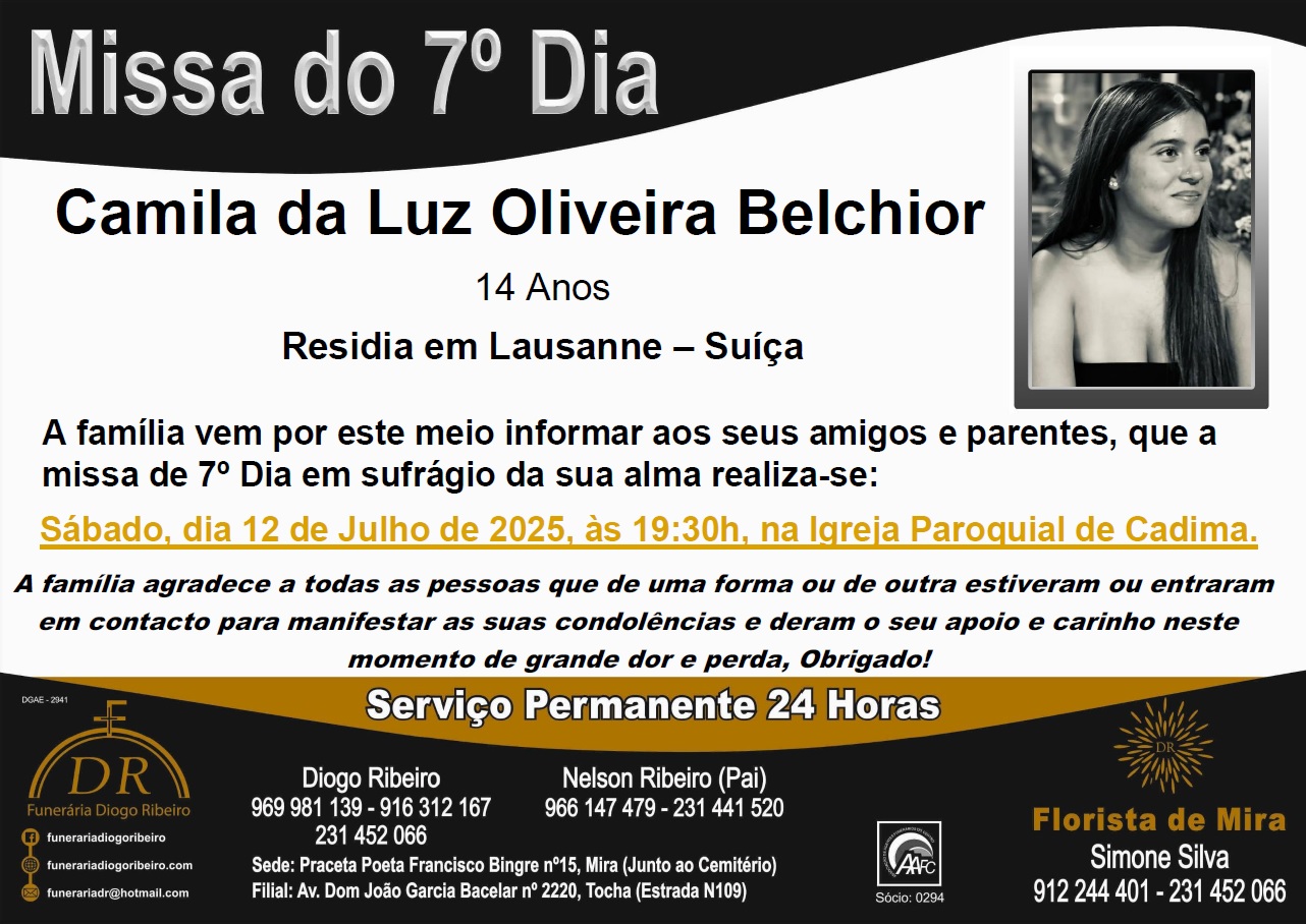 Missa 7º Dia Camila da Luz Oliveira Belchior