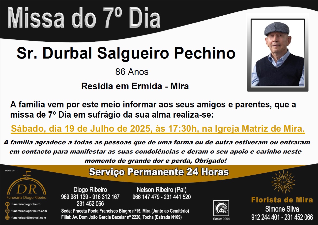 Missa 7º Dia Durbal Salgueiro Pechino