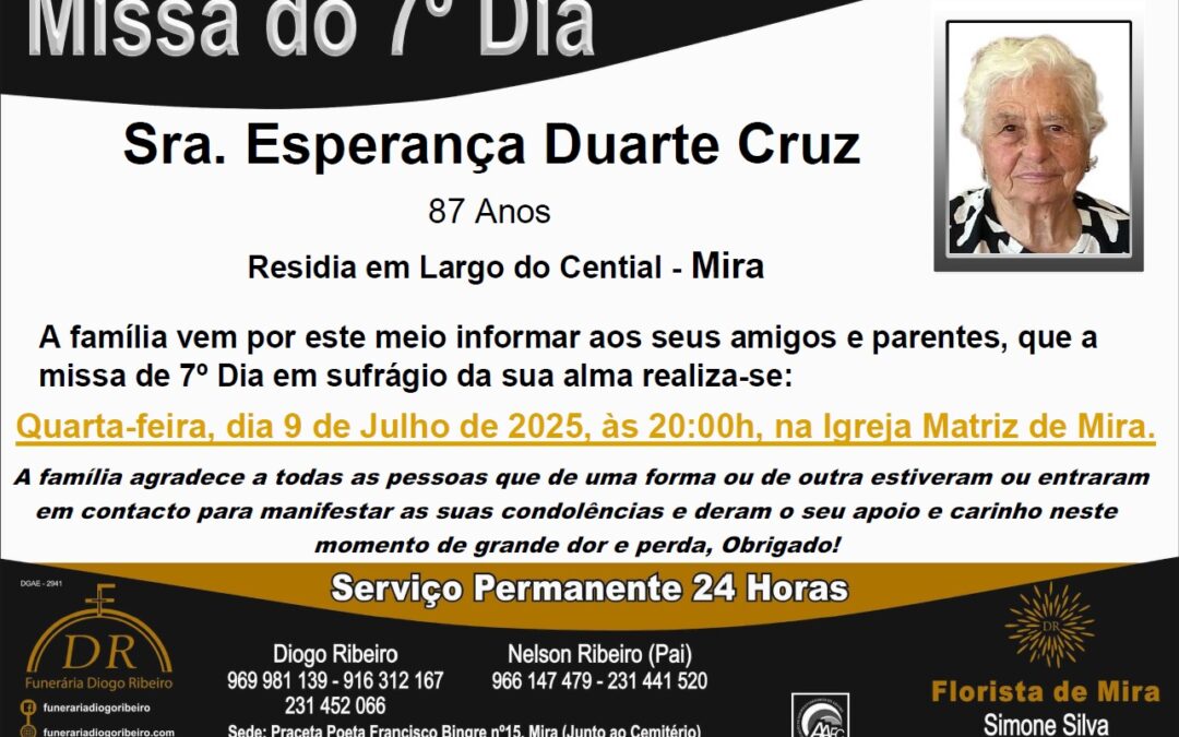 Missa 7º Dia Esperança Duarte Cruz