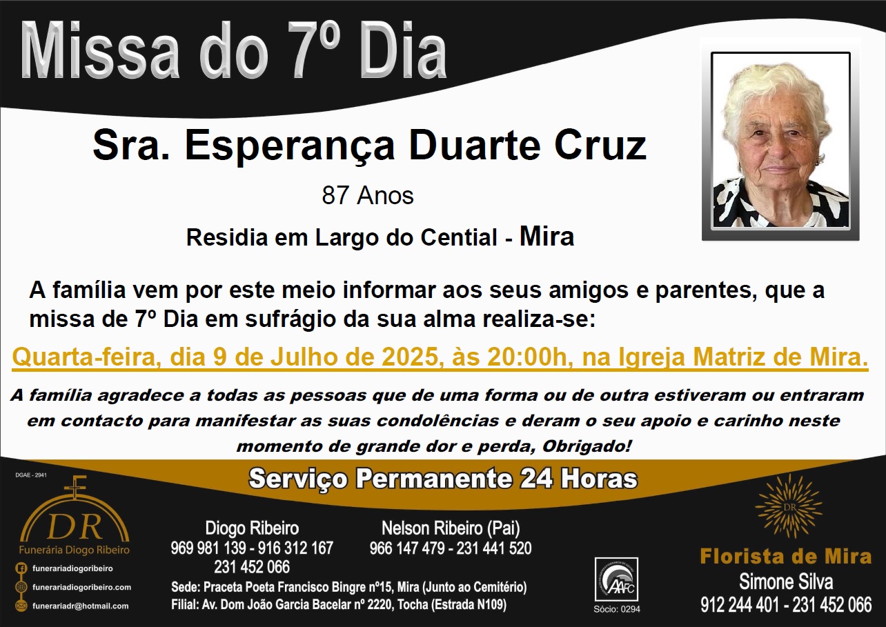 Missa 7º Dia Esperança Duarte Cruz