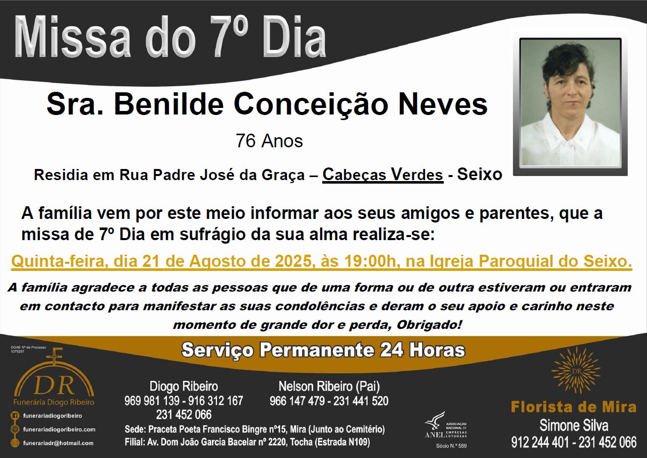 Missa 7º Dia Benilde Conceição Neves
