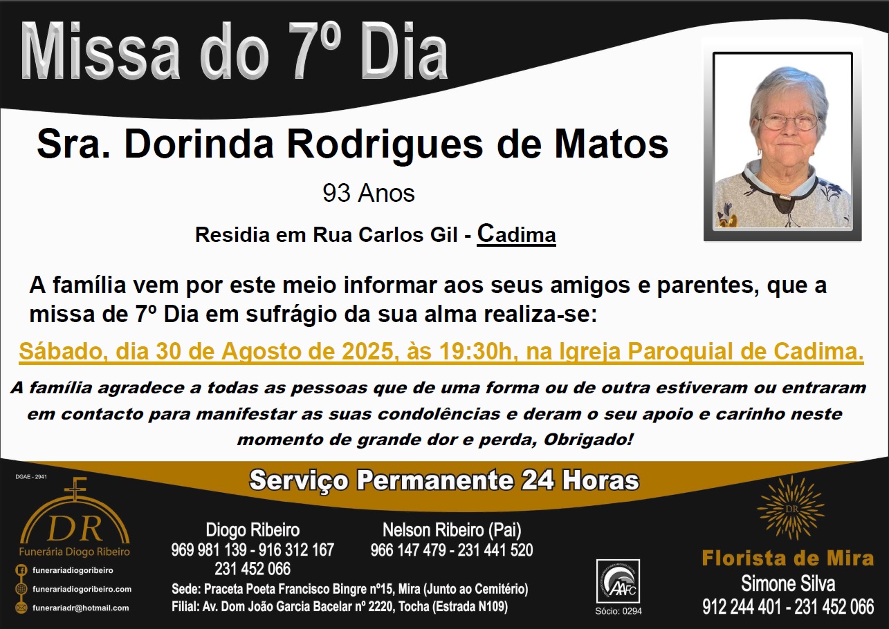 Missa 7º Dia Dorinda Rodrigues de Matos