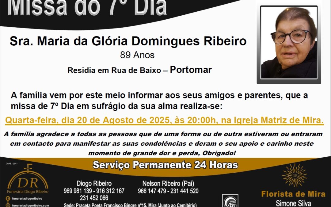 Missa 7º Dia Maria da Glória Domingues Ribeiro