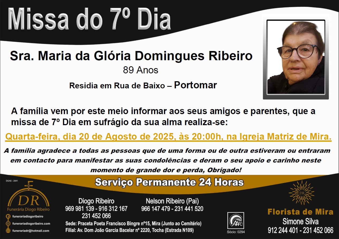 Missa 7º Dia Maria da Glória Domingues Ribeiro