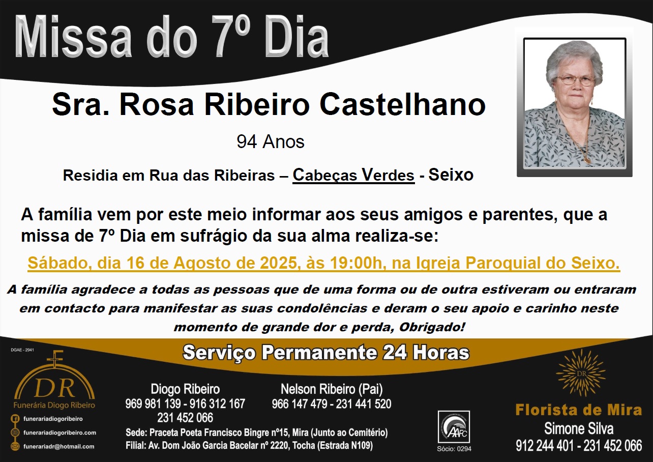 Missa 7º Dia Rosa Ribeiro Castelhano