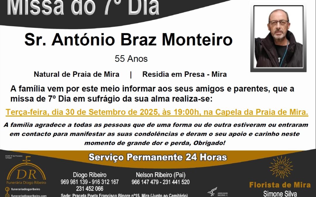 Missa 7º Dia António Braz Monteiro