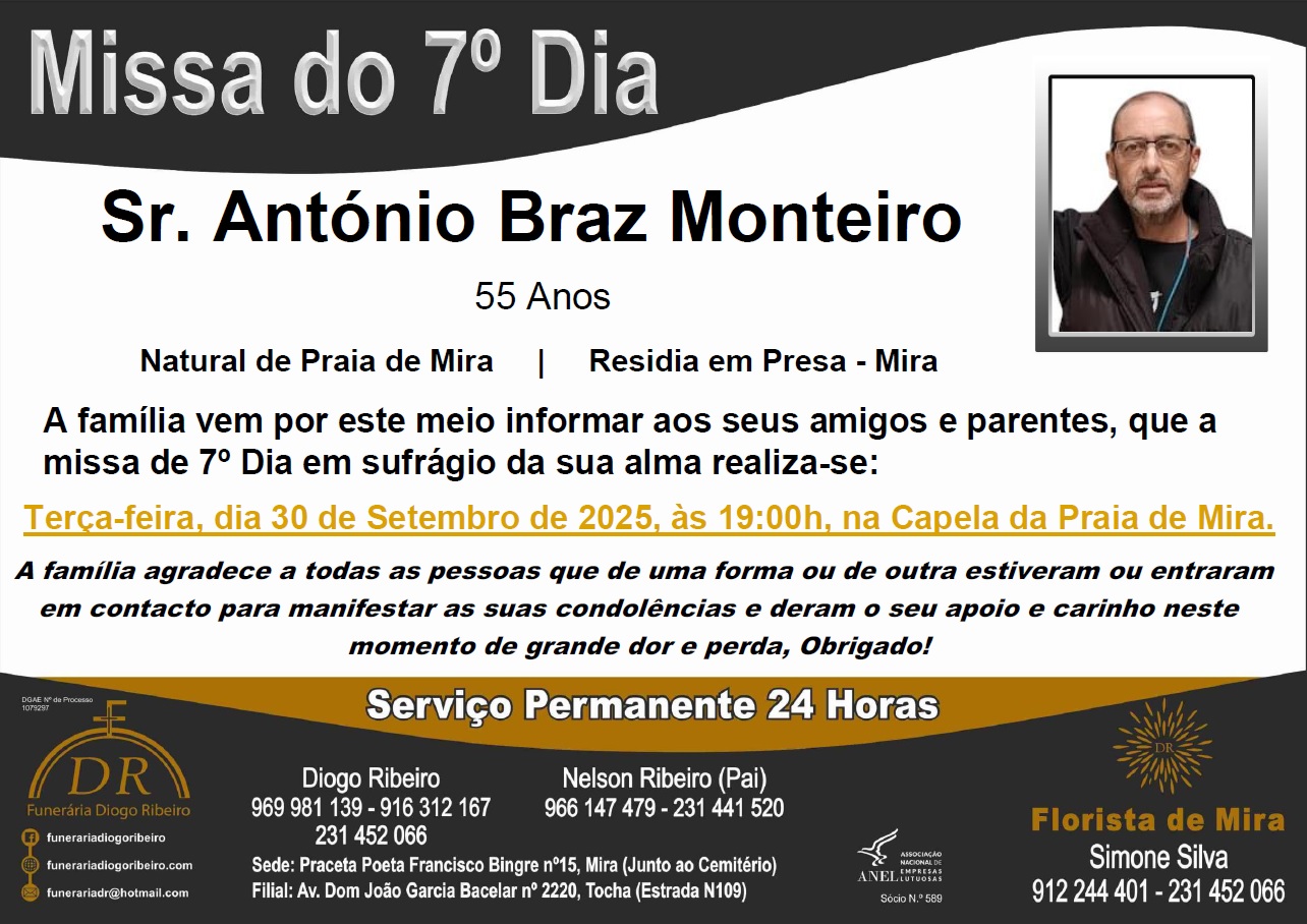 Missa 7º Dia António Braz Monteiro