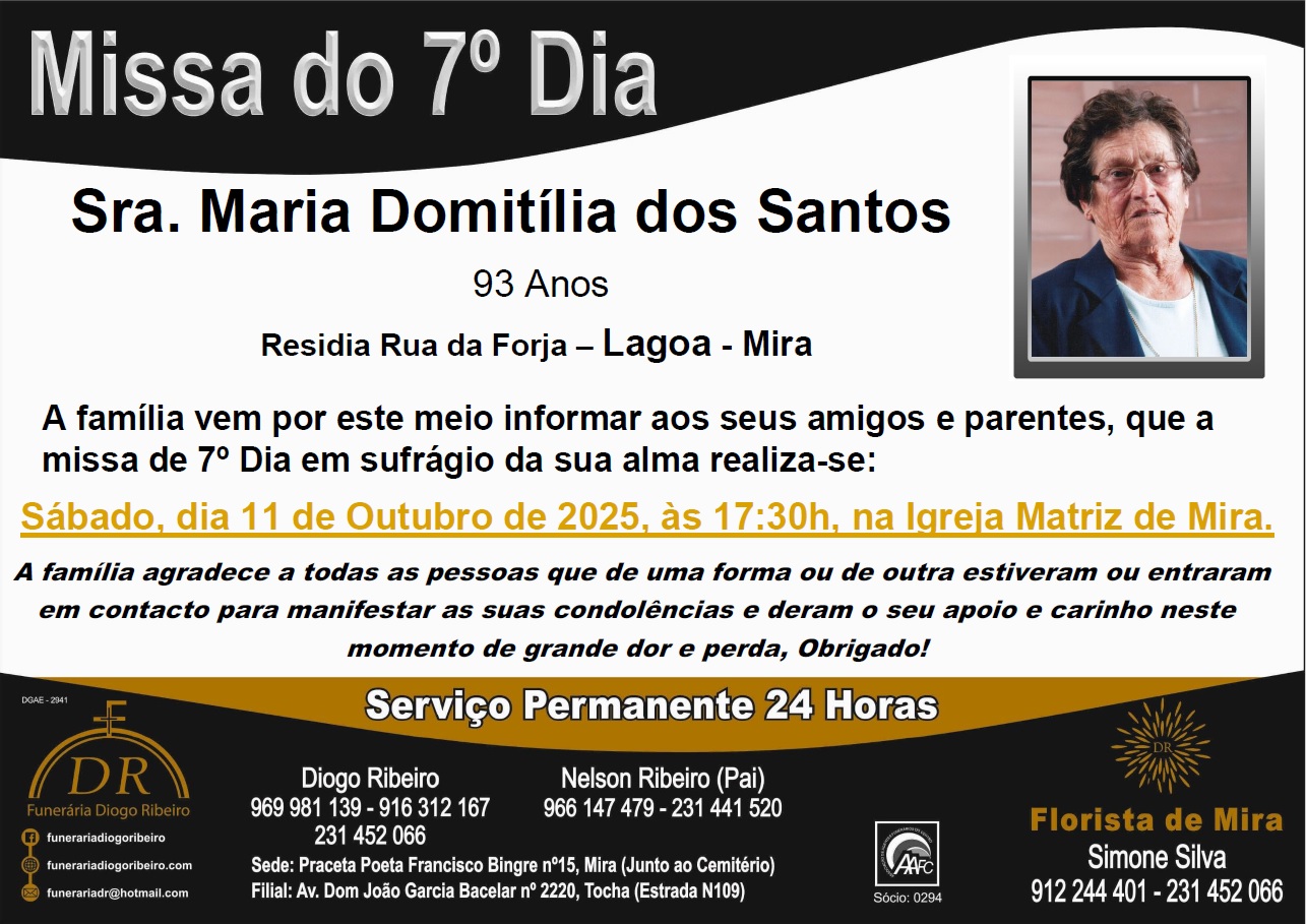 Missa 7º Dia Maria Domitília dos Santos