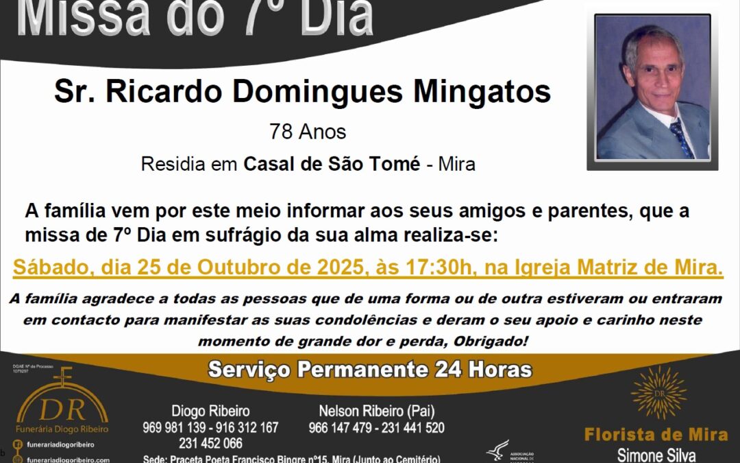 Missa 7º Dia Ricardo Domingues Mingatos