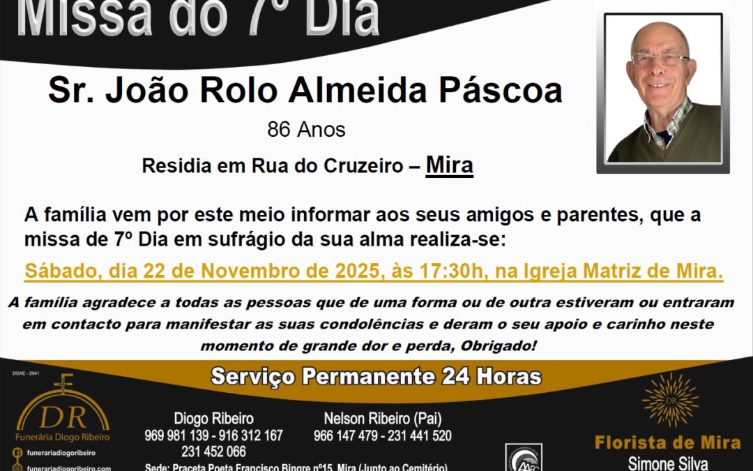 Missa 7º Dia João Rolo Almeida Páscoa