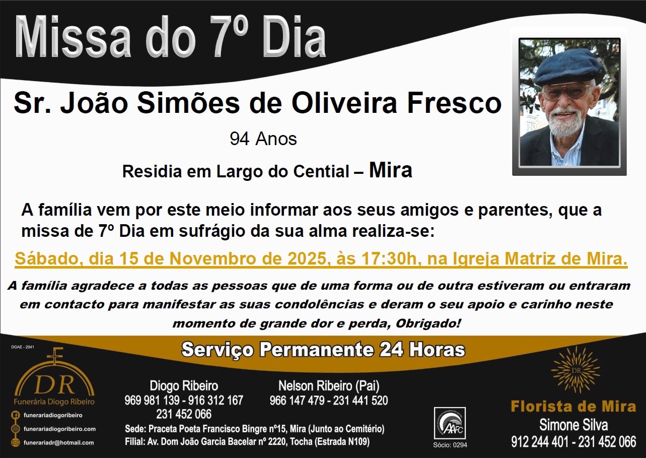 Missa 7º Dia João Simões de Oliveira Fresco