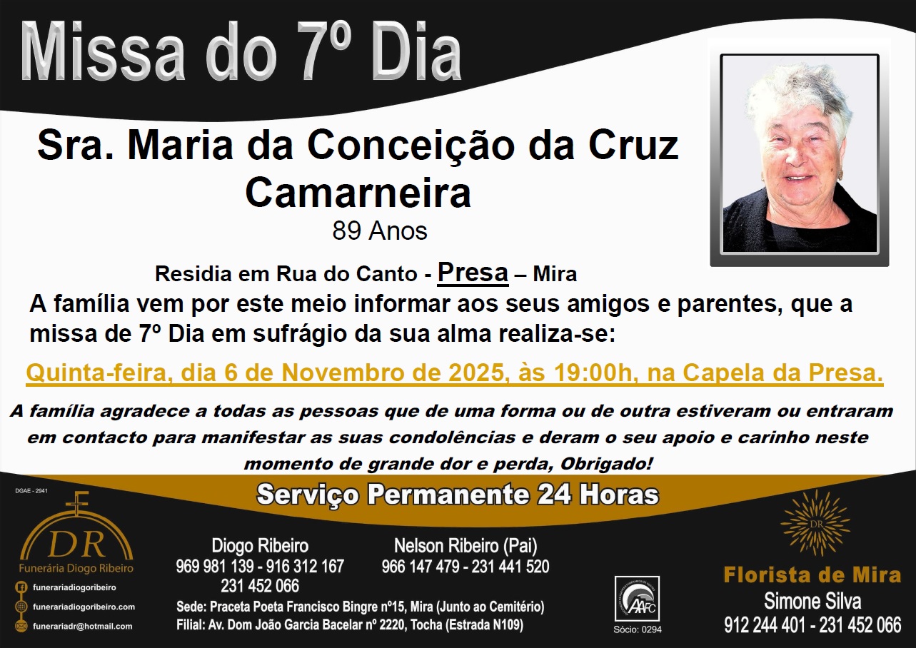 Missa 7º Dia Maria da Conceição da Cruz Camarneira