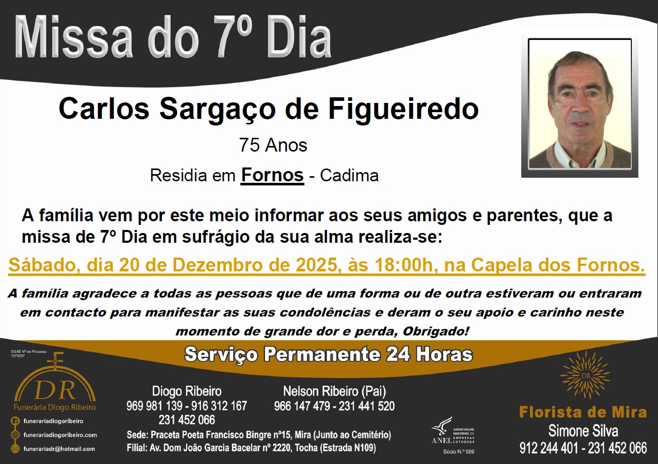 Missa 7º Dia Carlos Sargaço de Figueiredo