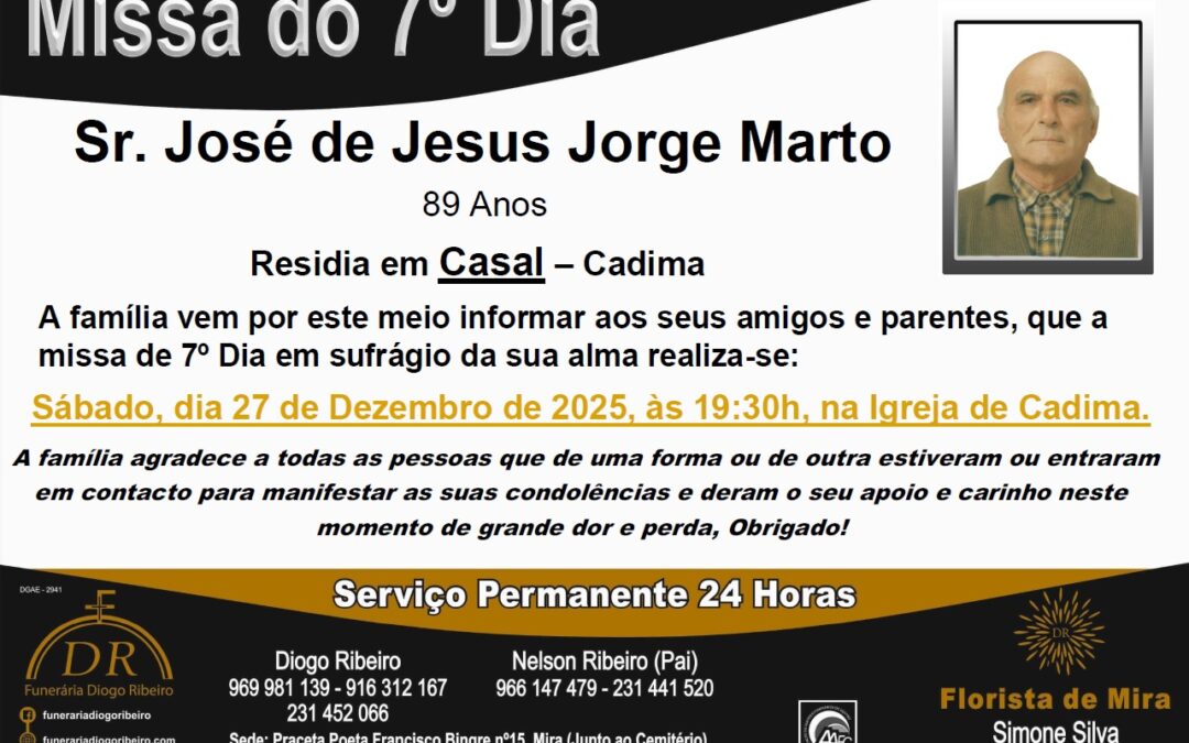 Missa 7º Dia José de Jesus Jorge Marto