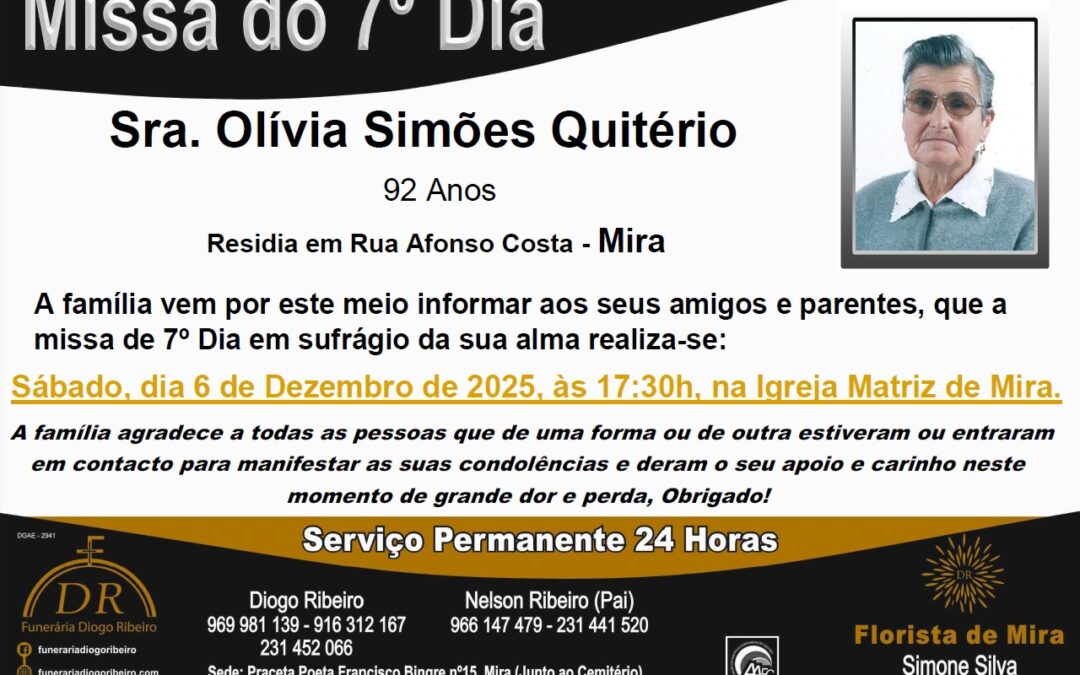 Missa 7º Dia Olívia Simões Quitério