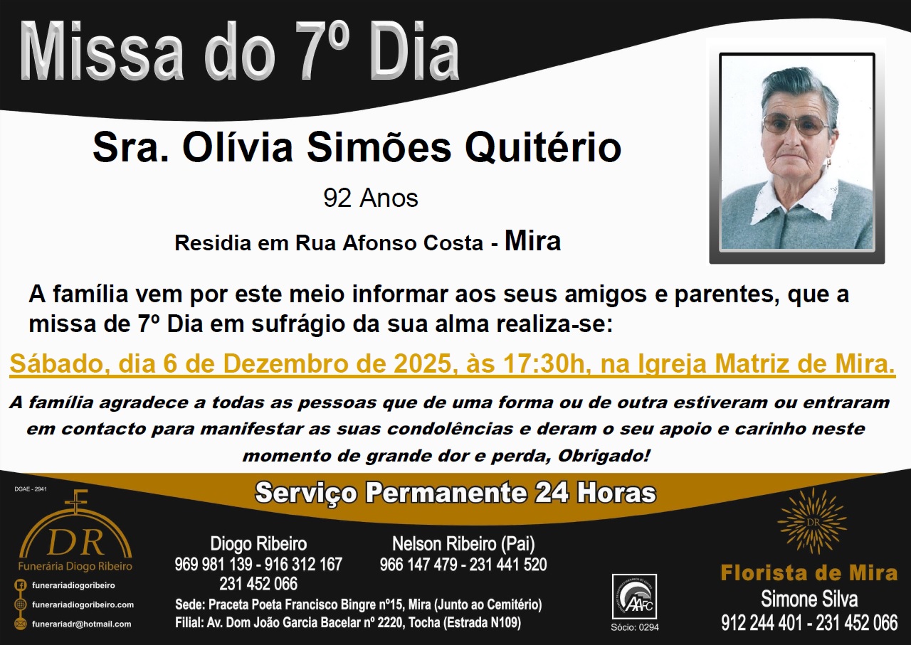 Missa 7º Dia Olívia Simões Quitério