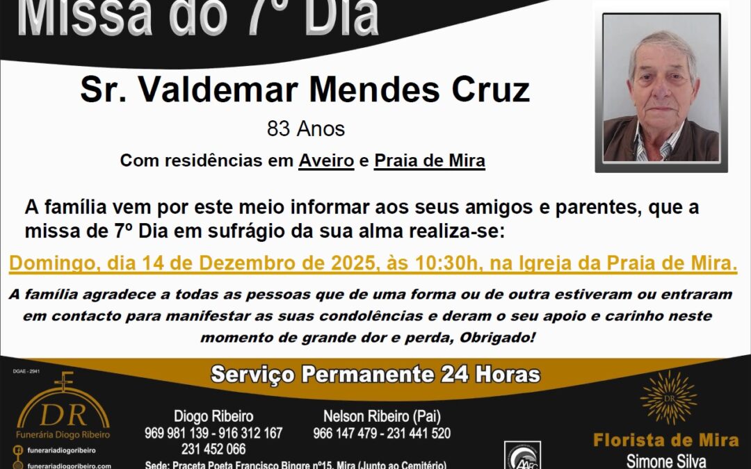 Missa 7º Dia Valdemar Mendes Cruz