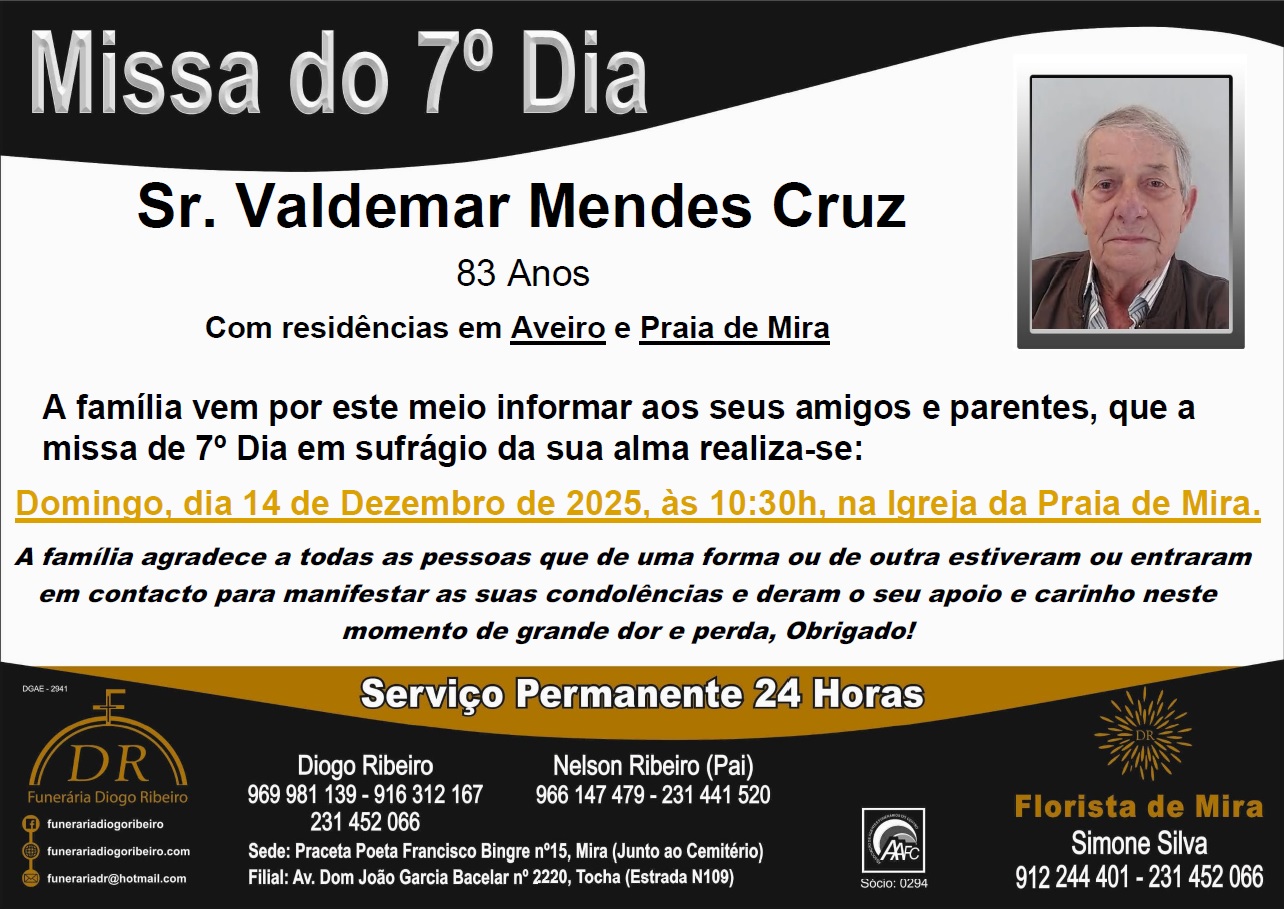 Missa 7º Dia Valdemar Mendes Cruz