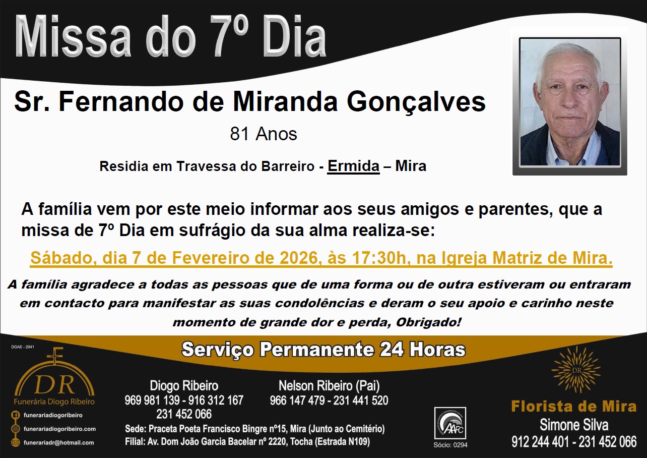 Missa 7º Dia Fernando de Miranda Gonçalves