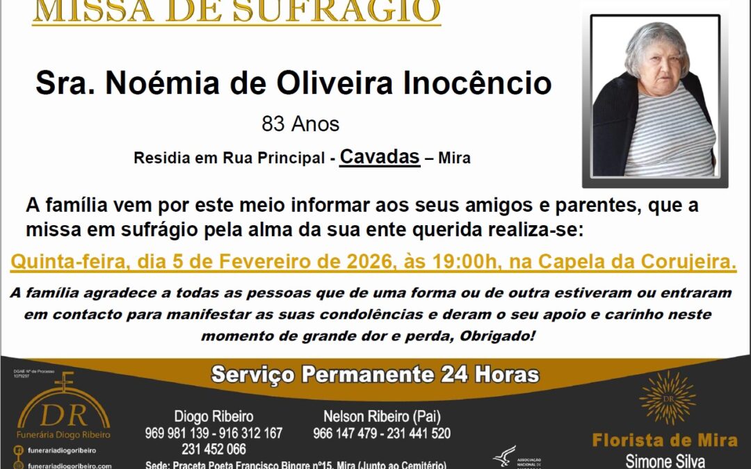 Missa de Sufrágio Noémia de Oliveira Inocêncio