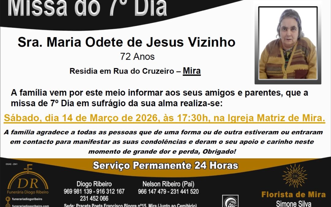 Missa 7º Dia Maria Odete de Jesus Vizinho