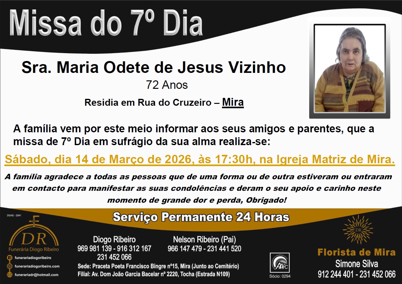 Missa 7º Dia Maria Odete de Jesus Vizinho