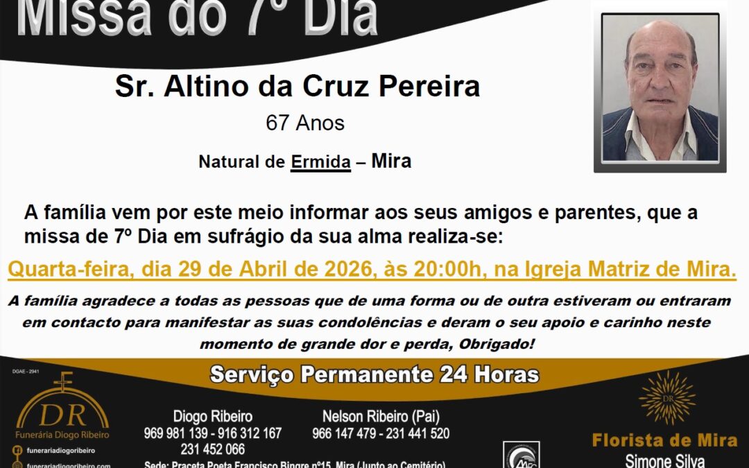 Missa 7º Dia Altino da Cruz Pereira