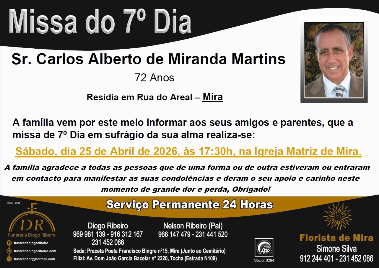 Missa 7º Dia Carlos Alberto de Miranda Martins
