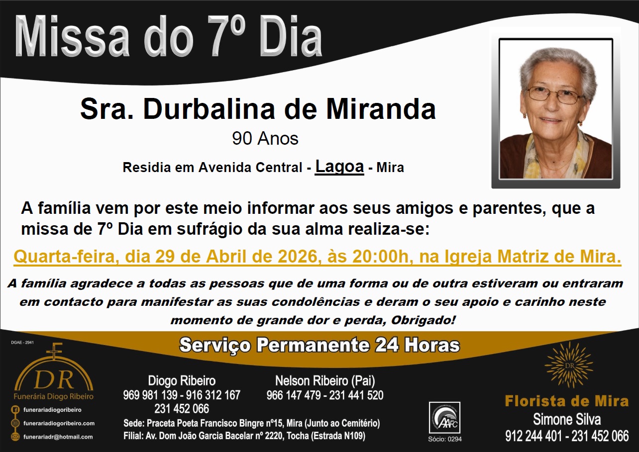 Missa 7º Dia Durbalina de Miranda