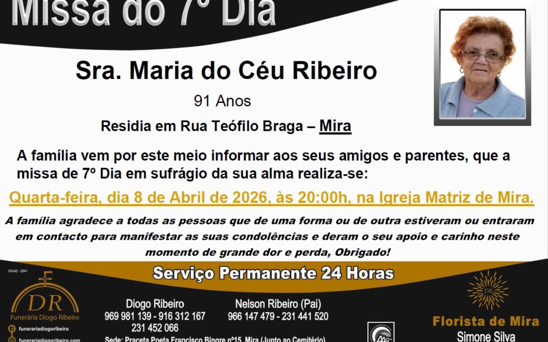 Missa 7º Dia Maria do Céu Ribeiro
