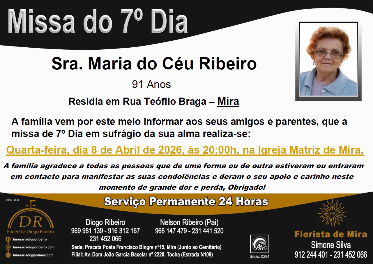 Missa 7º Dia Maria do Céu Ribeiro