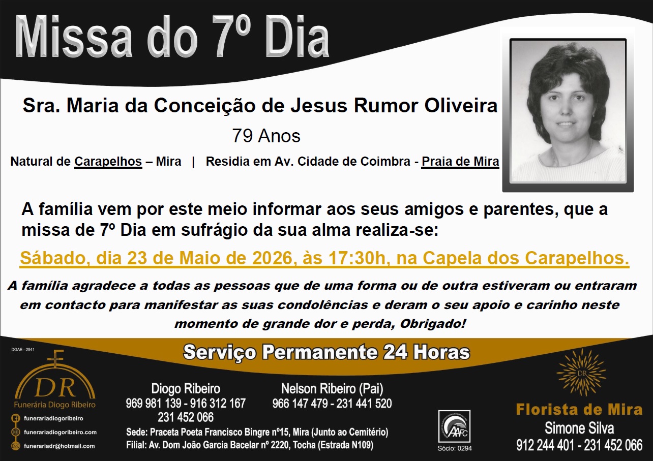 Missa 7º Dia Maria da Conceição de Jesus Rumor Oliveira