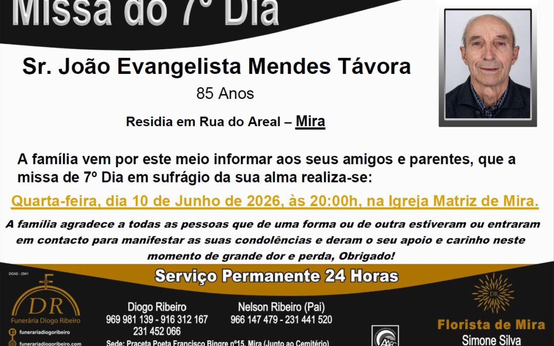 Missa 7º Dia João Evangelista Mendes Távora