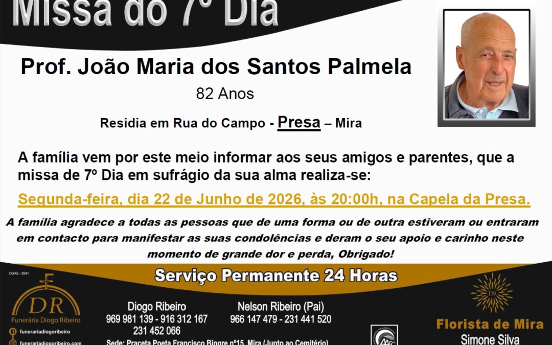 Missa 7º Dia João Maria dos Santos Palmela