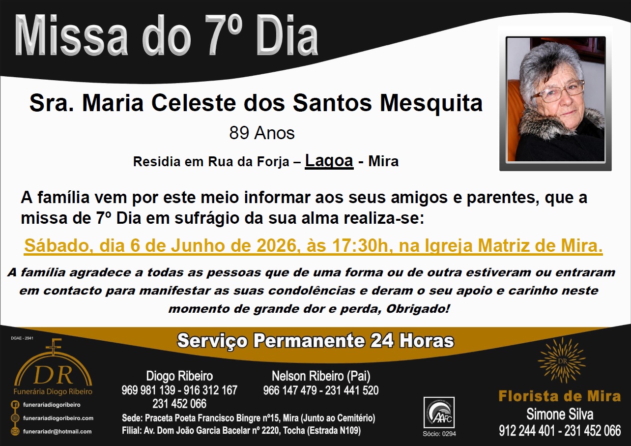Missa 7º Dia Maria Celeste dos Santos Mesquita
