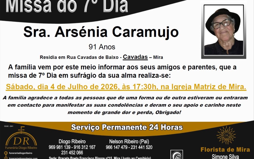 Missa 7º Dia Arsénia Caramujo
