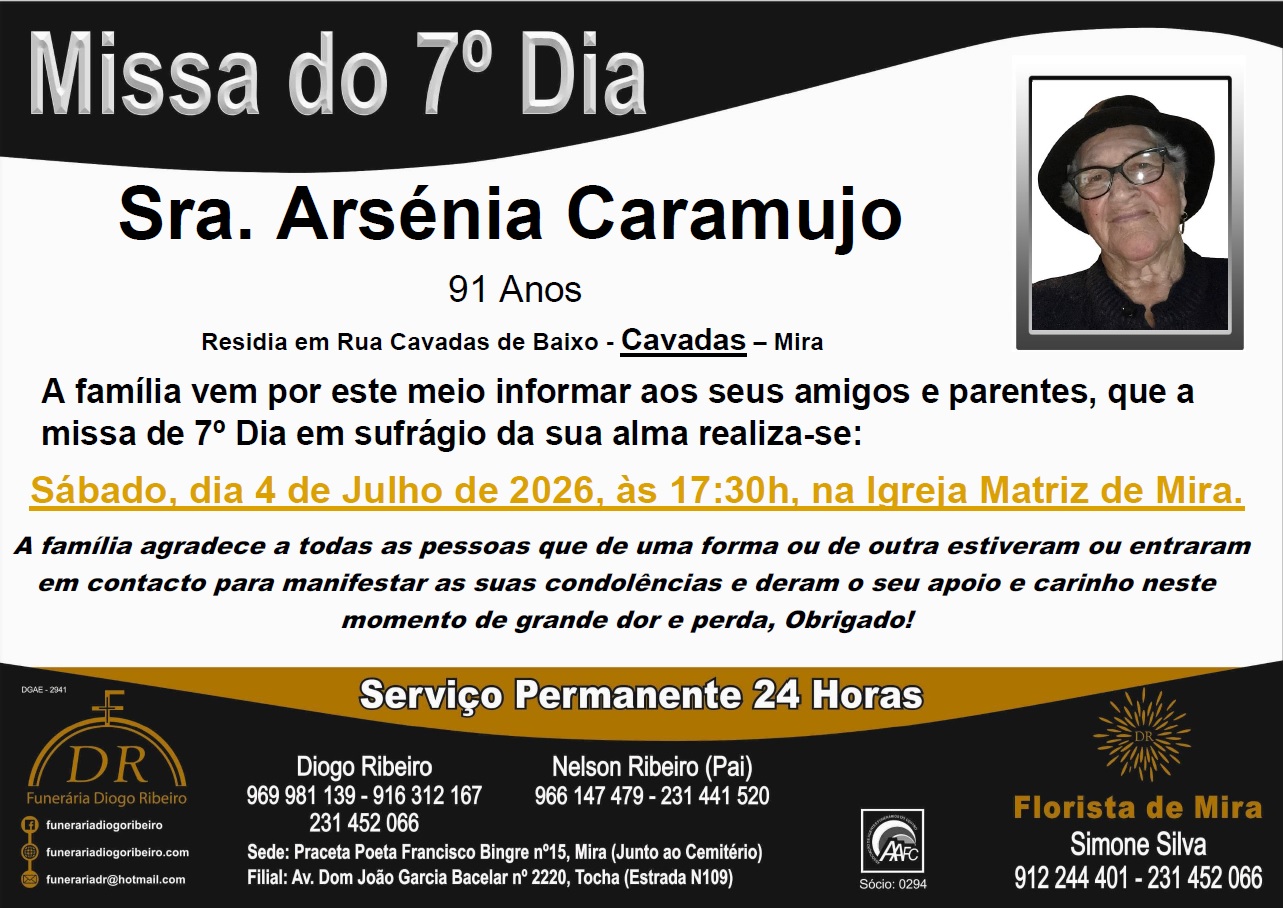 Missa 7º Dia Arsénia Caramujo