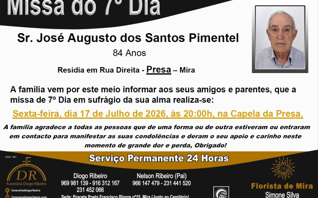 Missa 7º Dia José Augusto dos Santos Pimentel