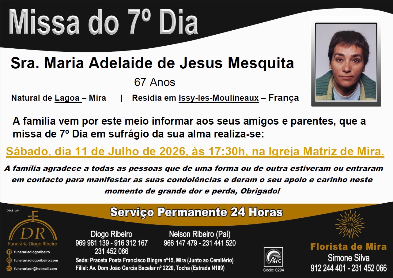Missa 7º Dia Maria Adelaide de Jesus Mesquita