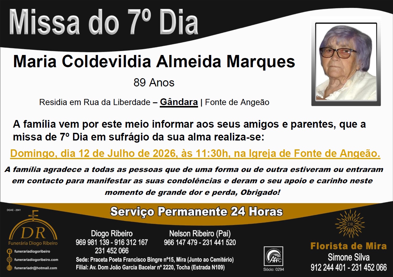 Missa 7º Dia Maria Coldevildia Almeida Marques