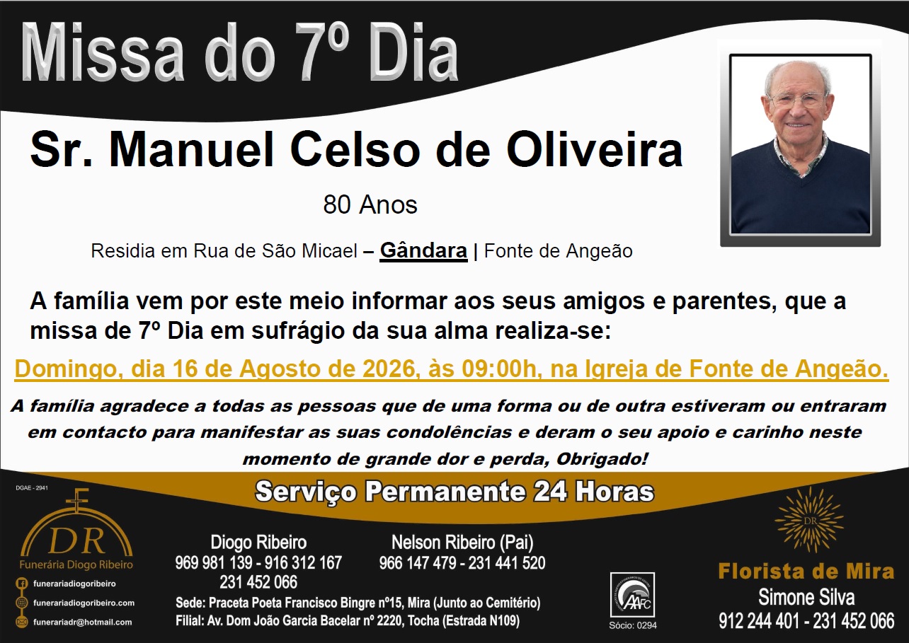 Missa 7º Dia Manuel Celso de Oliveira