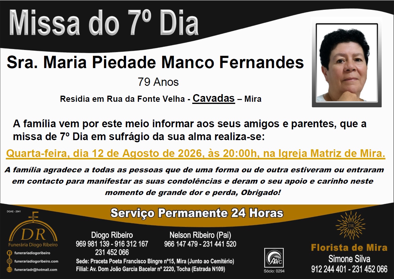 Missa 7º Dia Maria Piedade Manco Fernandes